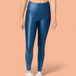 Zyia metallics blue leggings light and tights workout womens size 8-10 gym